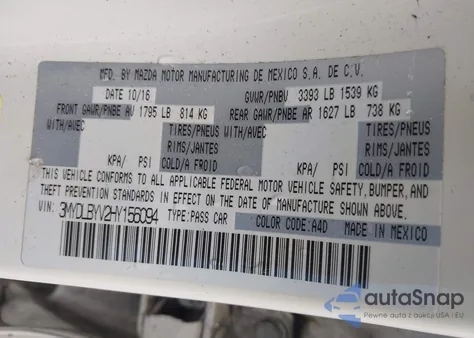 2017 Toyota Yaris Ia z USA, uszkodzony, nr VIN 3MYDLBYV2HY156094